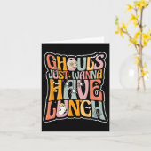 Cafetariamedewerker terug naar school Halloween lu Kaart (Gele Bloem)
