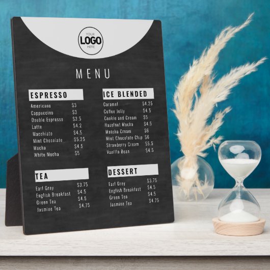 Cafeteria Logo Copper Black Chalkboard - Prijslijs Fotoplaat (Zijkant)