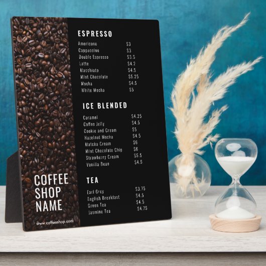 Cafeteria Logo Copper Black Chalkboard - Prijslijs Fotoplaat (Zijkant)