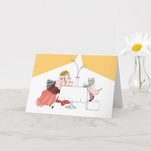 Cafetijd met katten kaart