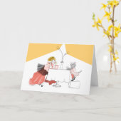 Cafetijd met katten kaart (Gele Bloem)