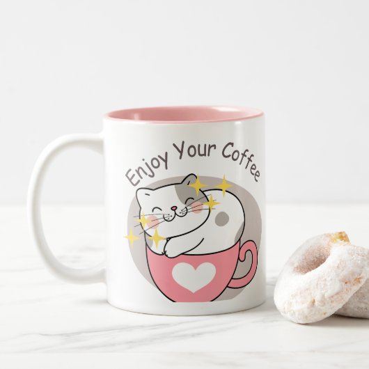 CAFFE CAT TWEEKLEURIGE KOFFIEMOK (Met donut)