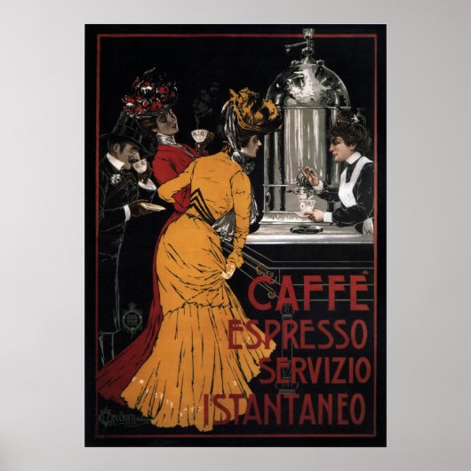 Caffe Espresso ~ Servizio Istantaneo ~ 1900 Poster (Voorkant)