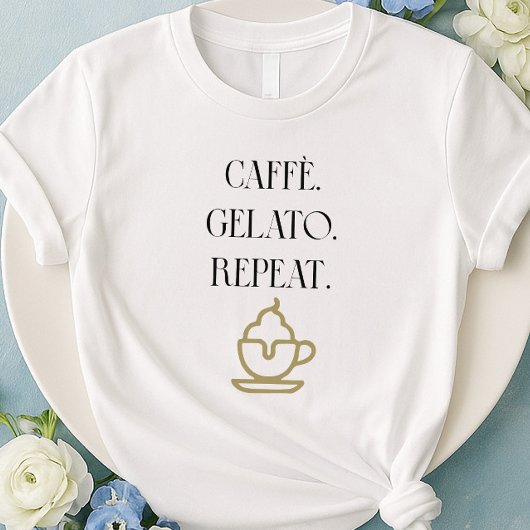 Caffè Gelato Repeat Italiaans T-shirt voor liefheb