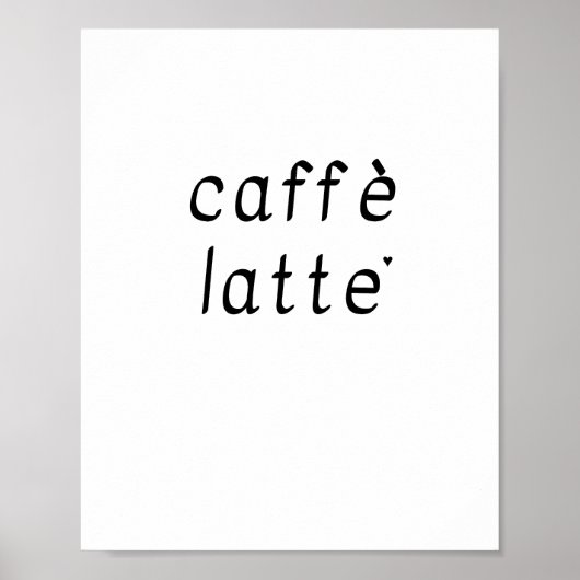 Caffè latte - minimalistic typography poster (Voorkant)