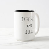 Caffeinaat en onderwijs tweekleurige koffiemok (Voorkant rechts)