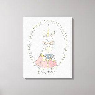 Caffeinaire Cutie   Brew Unicorn Canvas Afdruk