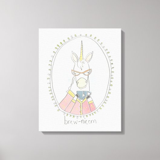 Caffeinaire Cutie | Brew Unicorn Canvas Afdruk (Voorkant)