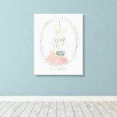 Caffeinaire Cutie | Brew Unicorn Canvas Afdruk (Insitu (Houten vloer))