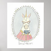 Caffeinaire Cutie | Brew Unicorn Poster (Voorkant)