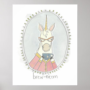 Caffeinaire Cutie   Brew Unicorn Poster