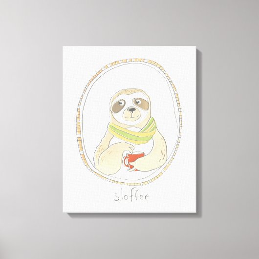 Caffeinaire Cutie | Sloffee Canvas Afdruk (Voorkant)