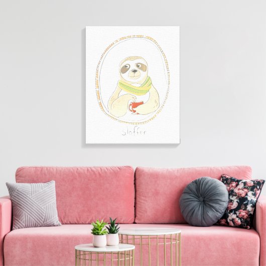Caffeinaire Cutie | Sloffee Canvas Afdruk (Insitu (Woonkamer))
