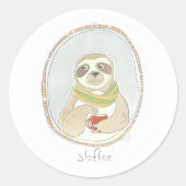 Caffeinaire Cutie | Sloffee Ronde Sticker (Voorkant)