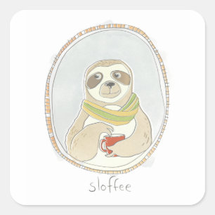 Caffeinaire Cutie   Sloffee Vierkante Sticker