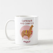 Caffeinate Carry On Llama Alpaca met de hand getro Koffiemok (Links)