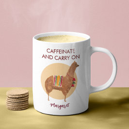 Caffeinate Carry On Llama Alpaca met de hand getro Koffiemok