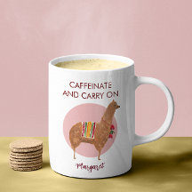 Caffeinate Carry On Llama Alpaca met de hand getro