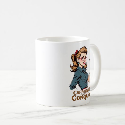 Caffeinate en Conquor Sassy Retro Koffiemok (Voorkant rechts)