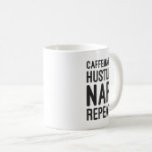 Caffeinate Hustle Nap Repeat – Grappig Motivatie Koffiemok (Voorkant rechts)