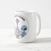Caffeinated Cosmos Cute Funny Alien Coffee Koffiemok (Voorkant rechts)