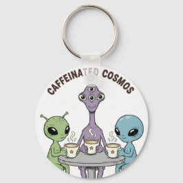 Caffeinated Cosmos Cute Funny Alien Coffee Sleutelhanger