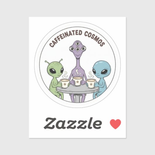 Caffeinated Cosmos Schattige Grappige Alien Koffie Sticker (Vel)