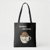Caffeinated & Investigating | Cozy Mystery Book Lo Tote Bag (Voorkant)