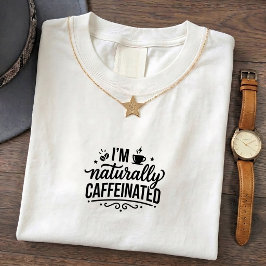 Caffeinated Naturally Citaat Funny T-shirt