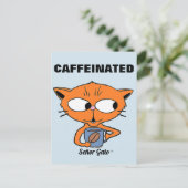 "CAFFEINATED" Señor Gato met koffie-Mok Briefkaart (Staand voorkant)