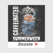 Caffeinated Skull Iced Coffee Summerween Goth Sticker (Vel)