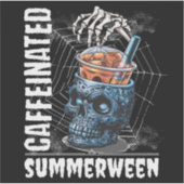 Caffeinated Skull Iced Coffee Summerween Goth Sticker (Voorkant)