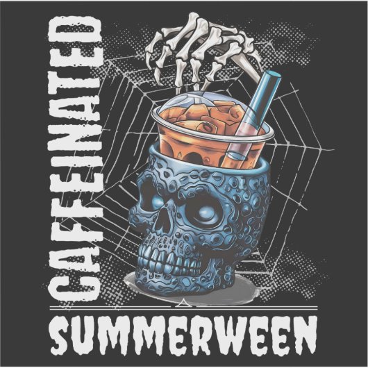Caffeinated Skull Iced Coffee Summerween Goth Sticker (Voorkant)
