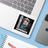 Caffeinated Skull Iced Coffee Summerween Goth Sticker (Laptop met iPhone)