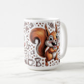 Caffeinated Squirrel | Funny Coffee Lover Animal Koffiemok (Voorkant rechts)