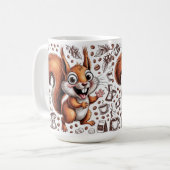Caffeinated Squirrel | Funny Coffee Lover Animal Koffiemok (Voorkant links)