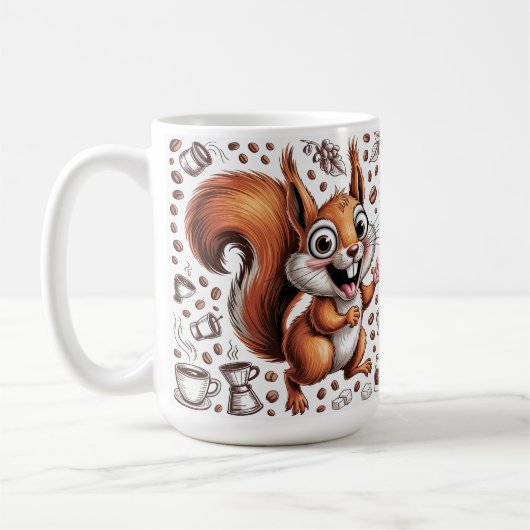 Caffeinated Squirrel | Funny Coffee Lover Animal Koffiemok (Links)