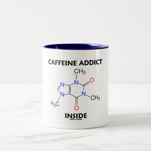 Caffeine Addict Inside (Caffeine Molecule) Tweekleurige Koffiemok (Center)