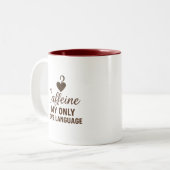 Caffeine Addict Minimalistic Design Coffee Mug Tweekleurige Koffiemok (Voorkant links)