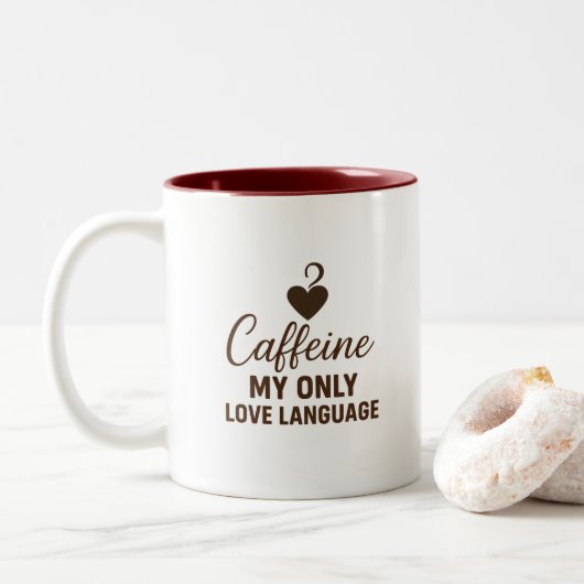 Caffeine Addict Minimalistic Design Coffee Mug Tweekleurige Koffiemok (Met donut)