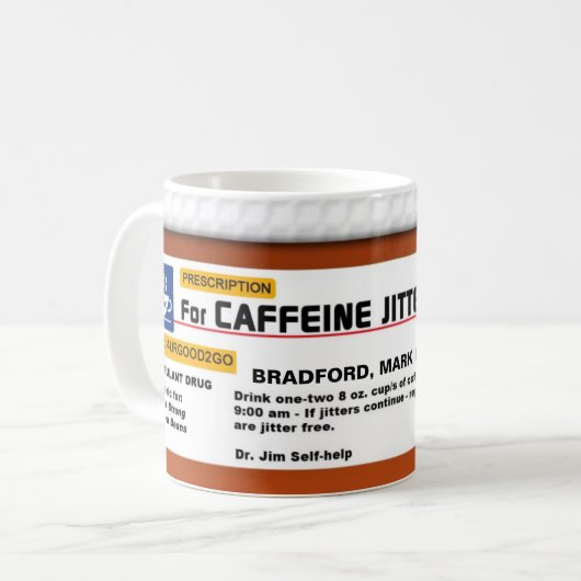 CAFFEINE ADDICTION COFFEE RX MOK - HUMOR (Voorkant links)