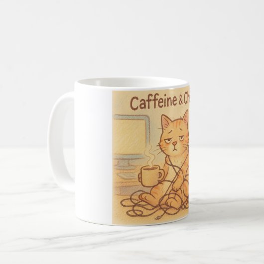 Caffeine and Choas Coffee Mug Koffiemok (Voorkant links)