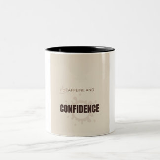 Caffeine And Confidence Motivational Coffee Lover Tweekleurige Koffiemok