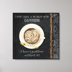 Caffeine Cappuccino Heart Art Koffee Shop Art Canvas Afdruk