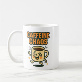 Caffeine Chaos Funny Energetic Coffee Cup Cartoon Koffiemok