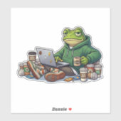 Caffeïne Chaos Uitgeputte Kikker Meme Sticker (Vel)