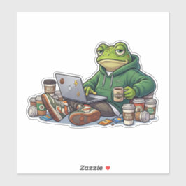 Caffeïne Chaos Uitgeputte Kikker Meme Sticker
