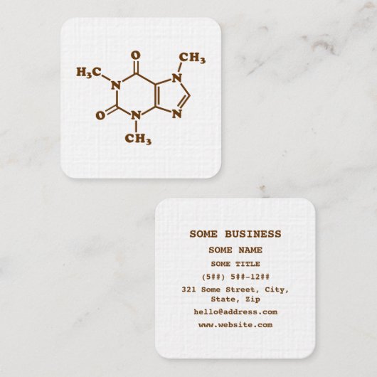 Caffeine Coffee Molecular Chemical Formula Vierkante Visitekaartje (Voorkant / Achterkant)