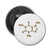 Caffeine Coffee Molecular Chemical Formule Button Flesopener (Voorkant)