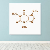 Caffeine Coffee Molecular Chemical Formule Canvas Afdruk (Insitu (Houten vloer))